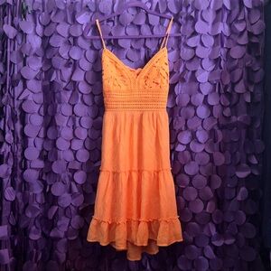 Orange Embroidered Sun Dress